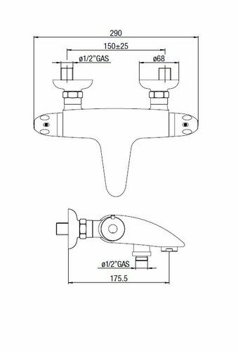 Design Wannenthermostat Thermostatarmatur Badewanne 1/2 " Fachhandelsqualität - Bild 2 von 2