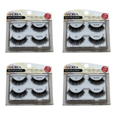 Lot Of 4 Twin Packs Andrea Two Of A Kind False Lash Lightweight Eyelash 33 Black