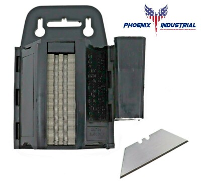 PHOENIX HEAVY DUTY UTILITY KNIFE BLADES 100 PACK WITH DISPENSER NEW MADE IN USA!