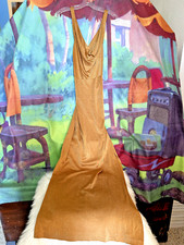 Nwt RIMINI By SHAW DRESS 8 Gold Long Maxi FullLength Sexy Drape Gown CrossStraps