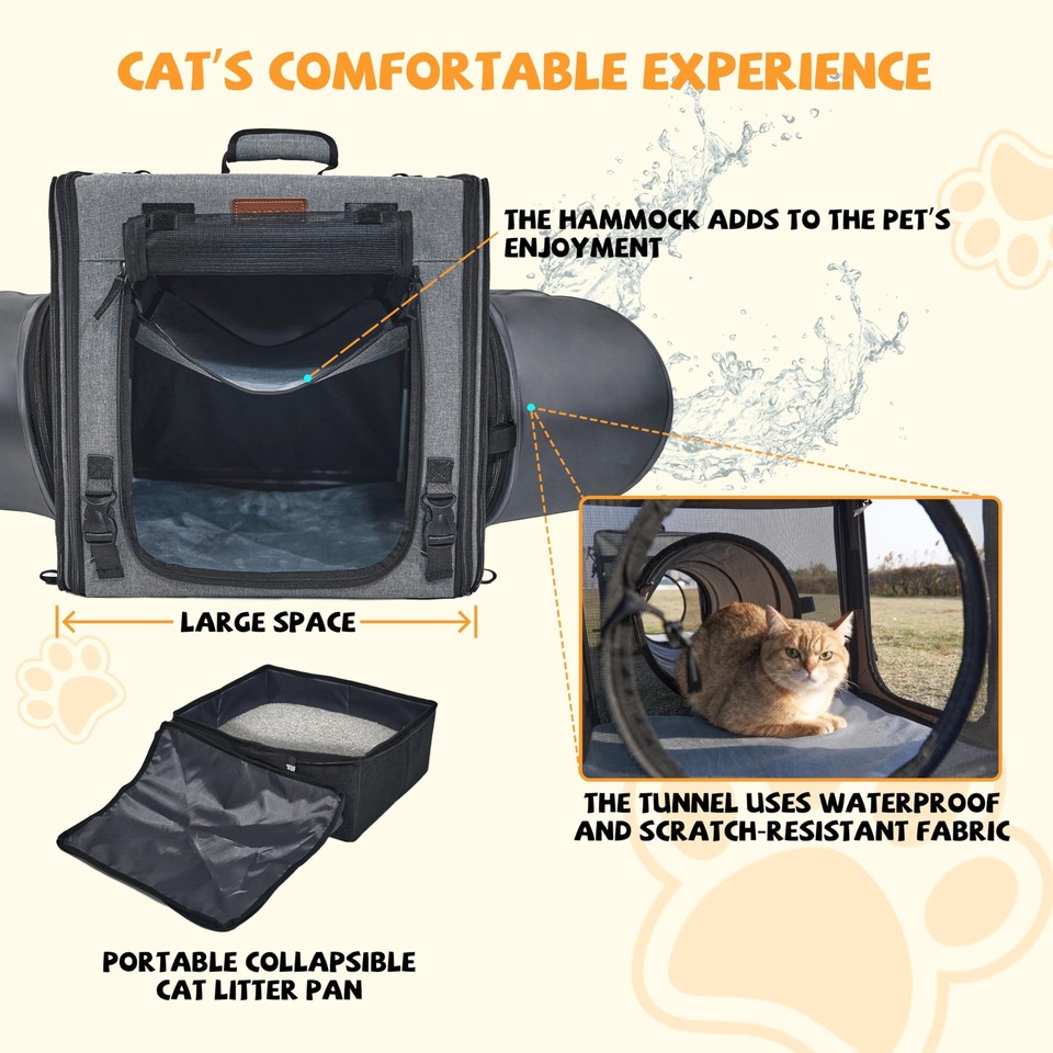 Cat Travel Carrier with Litter Box Portable Single Cat Carriers for Cat