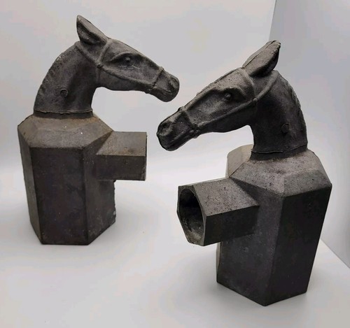 Vintage Horse Head Fence Post Toppers Equestrian Farmhouse Western Horses Set 2