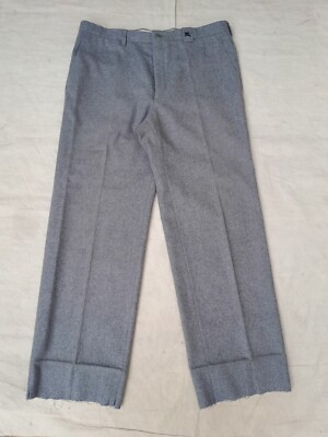 Burberry Pants Mens 36in Grey Thick Wool Pelican Trouser 80s Made