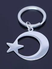 Schlüsselanhänger Türkei Halbmond Stern Geschenk Ay Yildiz Edelstahl Silber