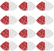 DILIBRA 24 Pcs Metallic Cheerleading Pom Poms for Kids, Cheerleaders Cheer 