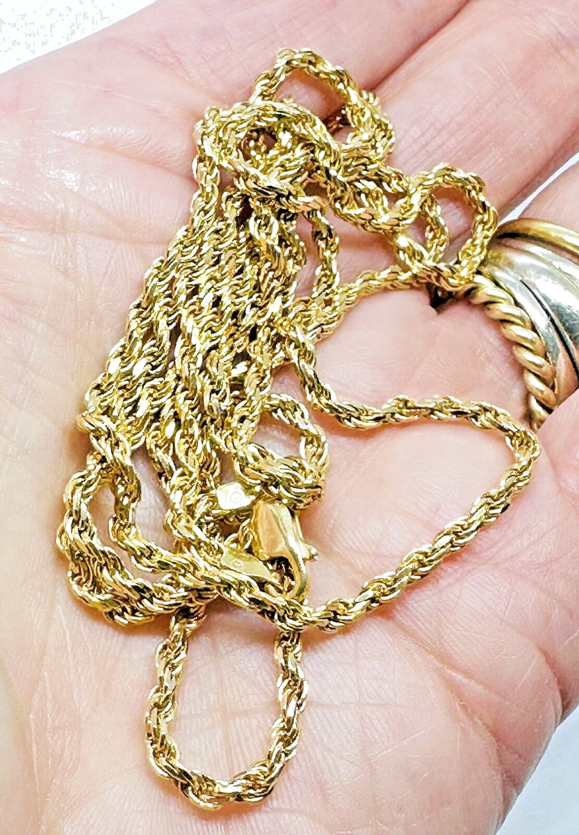 14k Yellow Gold 29 Inches Grams mm Rope Chain Necklace