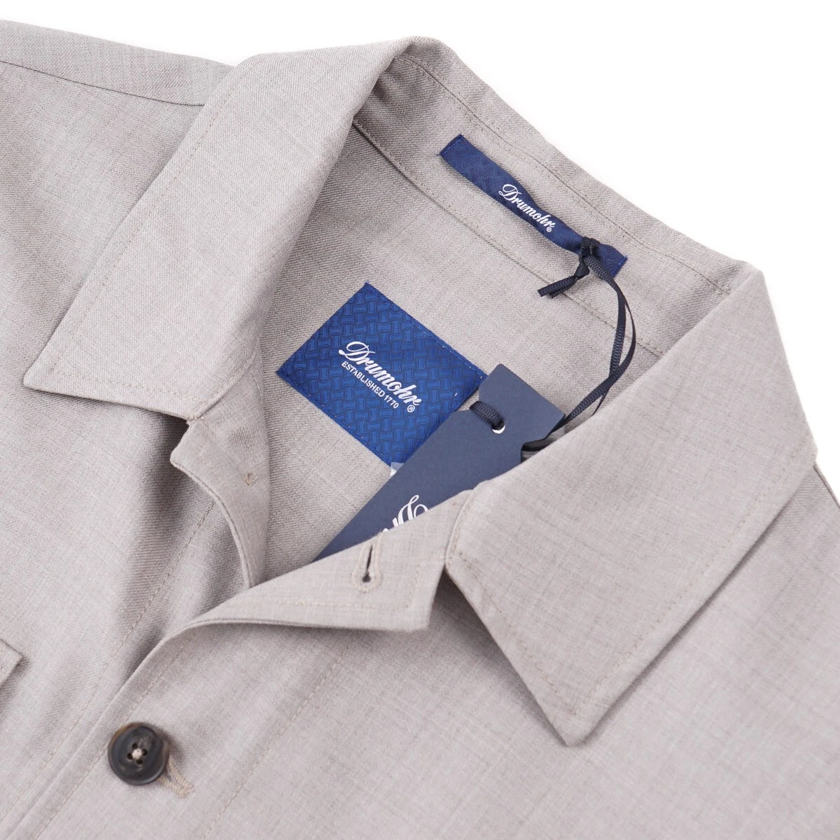 Drumohr Gray-Beige Extrafine Wool Button Front Shirt-Jacket M/L (Eu 50) NWT image 5
