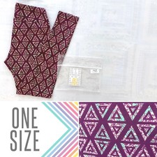 NWT LuLaRoe OS One Size Leggings Geometric Triangles Purple Sage Green Soft