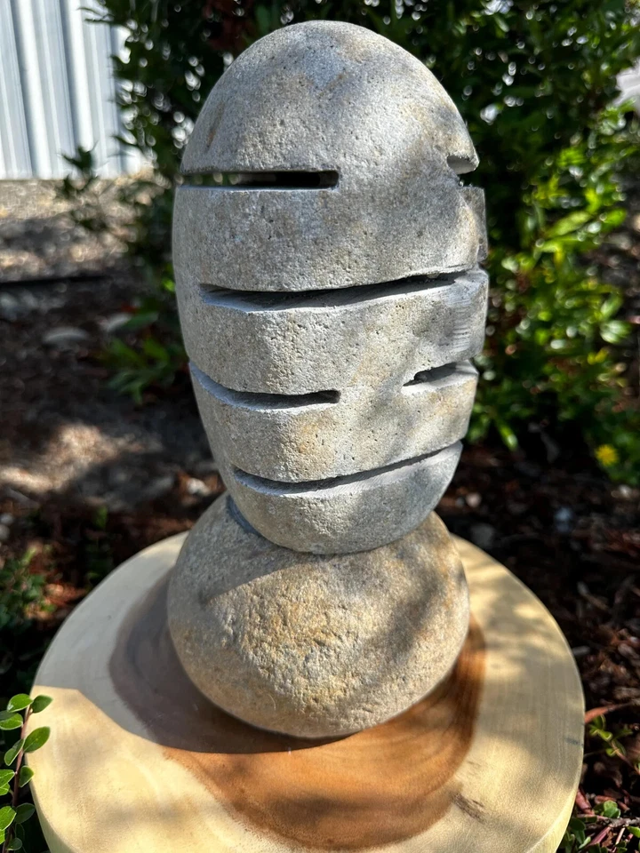 LINTERNA DE PIEDRA DE RÍO, linterna de jardín de piedra de río, linterna de huevo de piedra, japonesa Foto 3 de 4