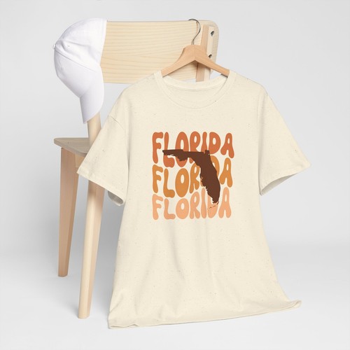 Florida Retro Tee Unisex Cotton Shirt Summer Vacation Wear Sunshine State Gift - Picture 14 of 17