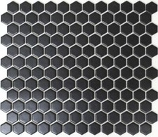 Mosaico Piastrella ceramica esagono parete di fondo nero opaco 11A-0311 |1foglio