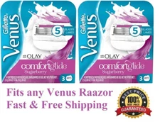 6 Gillette Venus Olay Comfortglide Sugarberry Razor Blades Refill Cartridges 