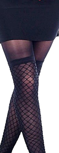 2 in 1 !!! Strumpfhose + NETZ halb&halb Mikrofaser 60 Netzstrumpfhose S-L EU - Bild 3 von 4