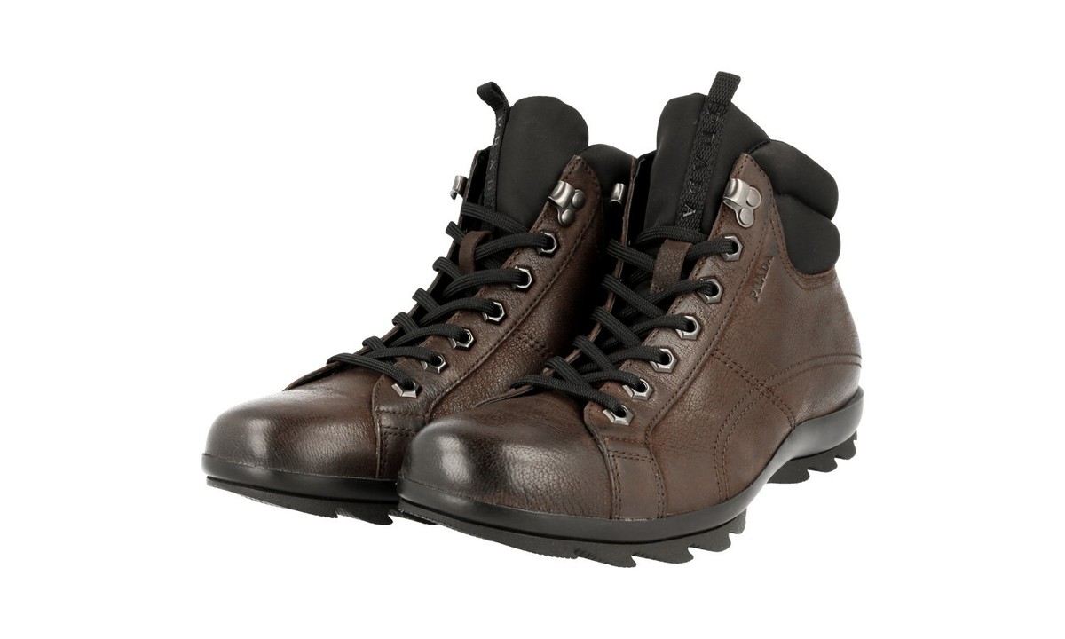 LUXURY PRADA BOOTIES SHARK SNEAKERS SHOES 4T1846 BROWN NEW