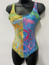 Women's Multicolored Full Coverage One Piece Fashion Swimsuit Small  Medium