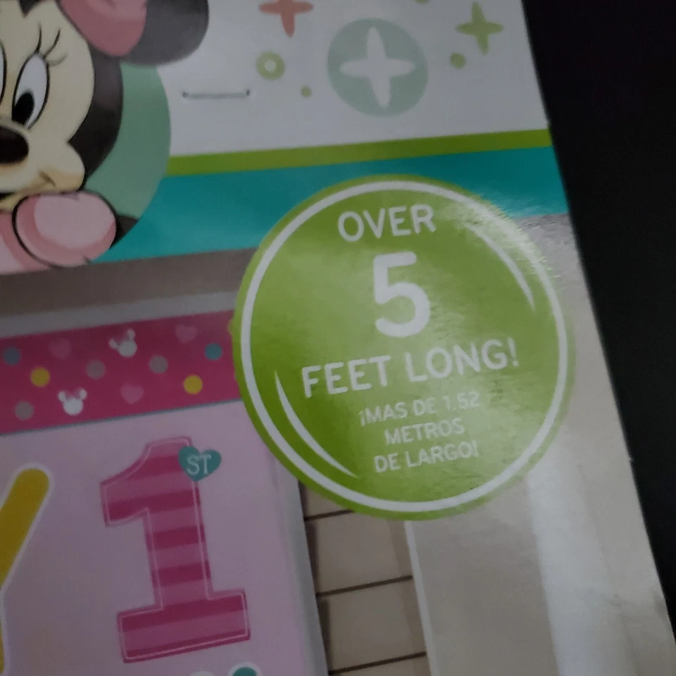 米妮老鼠 1 岁生日派对弦 6 件迪士尼 7 英尺 + 5 英尺横幅套装 — 第 3/4 张图片