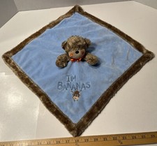 Carter's Monkey Lovey I'm Bananas Blue Brown Security Blanket Rattle Plush