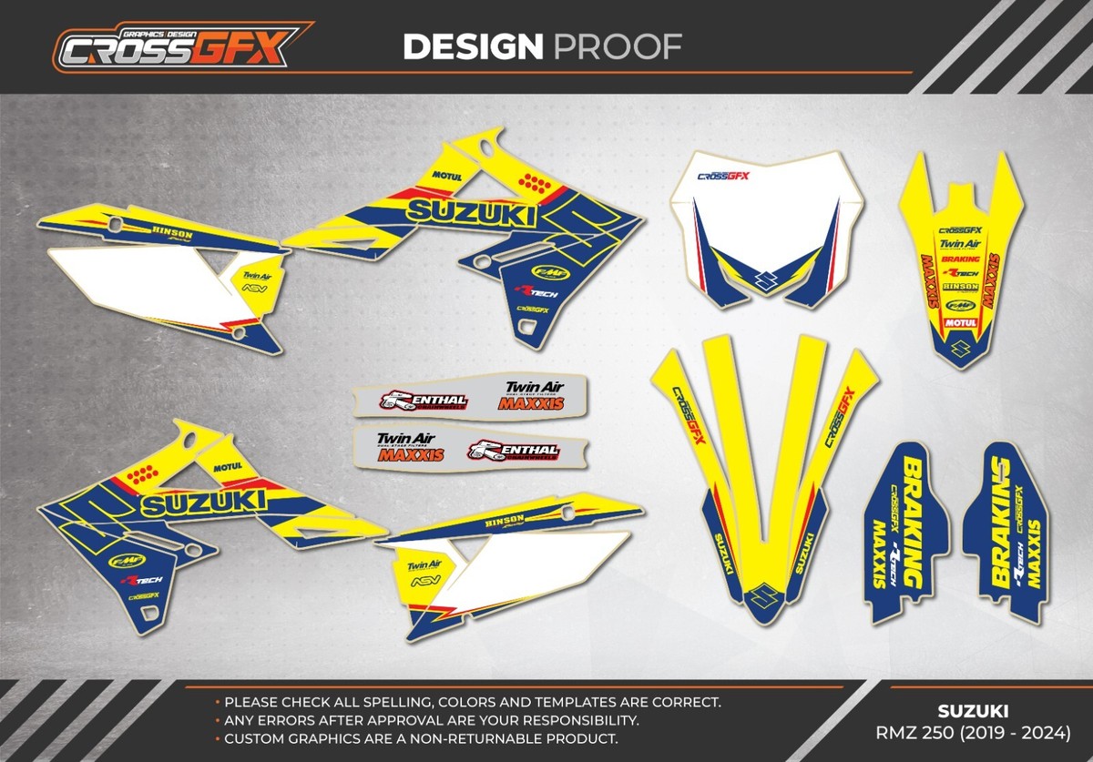2019 2020 2021 2022 2023 2024 RMZ 250 Graphics Kit SUZUKI RMZ250