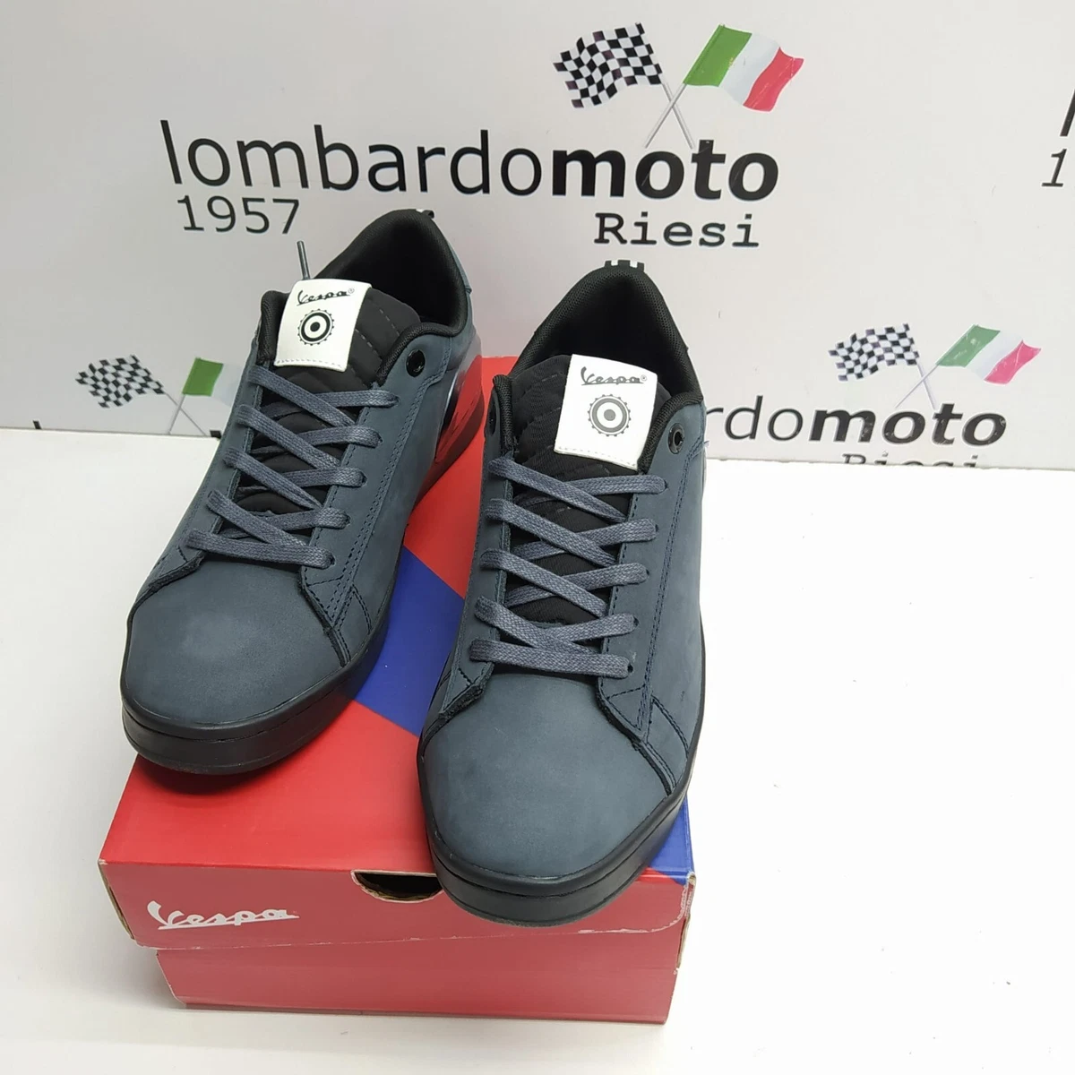 Vespa Mens Low Blue Leather Fabric Sneakers Shoe v00005 200 69 42 43 44 45