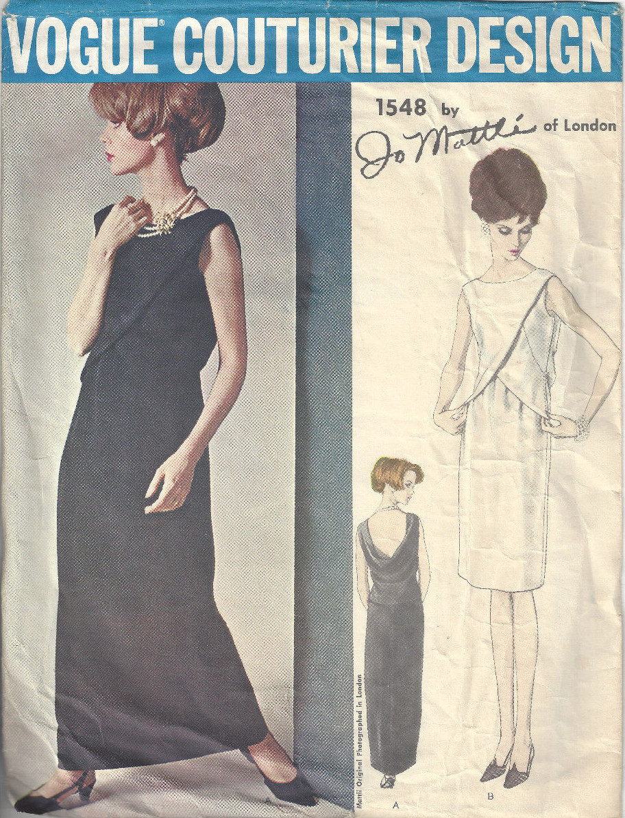 Ensemble Veste & Robe Vintage Vogue 1965 - Jo Mattli De Londres - Motif Couture B34/1569R