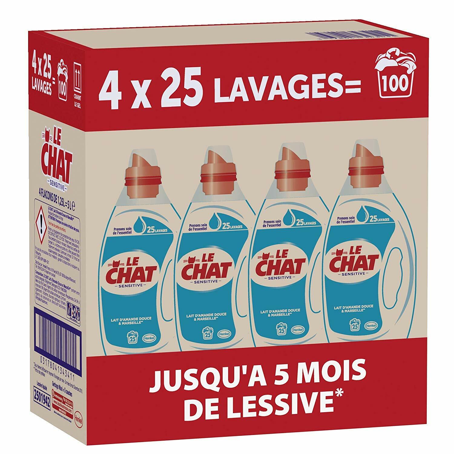 Le Chat Sensitive Lessive Liquide 100 Lavages 4 X 125l