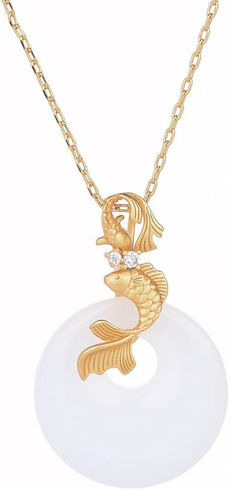 Pure Natural White Jade Gemstone Necklace Handmade Female Fashion Necklace Gift