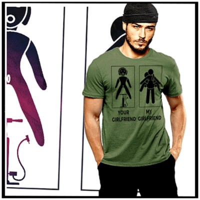 Your girlfriend t-shirt blow up doll vs adult action short sleeve tee size S-2XL