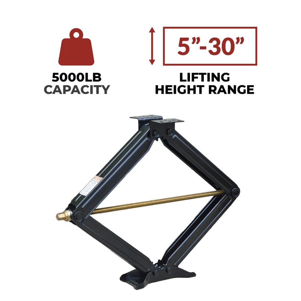 30" Scissor Jack with Crank Handle | 5000lbs Capacity | 5-30” Height - Image 3 of 4