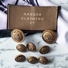 Haggar Gold Metal Replacement Buttons Complete Set 2 Front and 6 Sleeve VTG