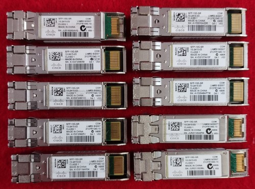 LOT OF 10 Cisco 10GBase-SR LC Duplex MMF 300m 850nm SFP+ Transceivers SFP-10G-SR