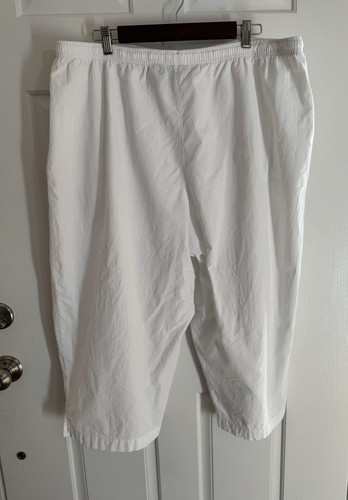 Jane Ashley Wide Leg Cropped Capri Sz 2x White Cotton Embellished Beachy Coastal - Picture 4 of 16