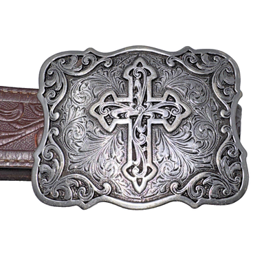 Nocona Belt Co. Ladies Brown Embossed Cross Belt - Brown  display picture 2