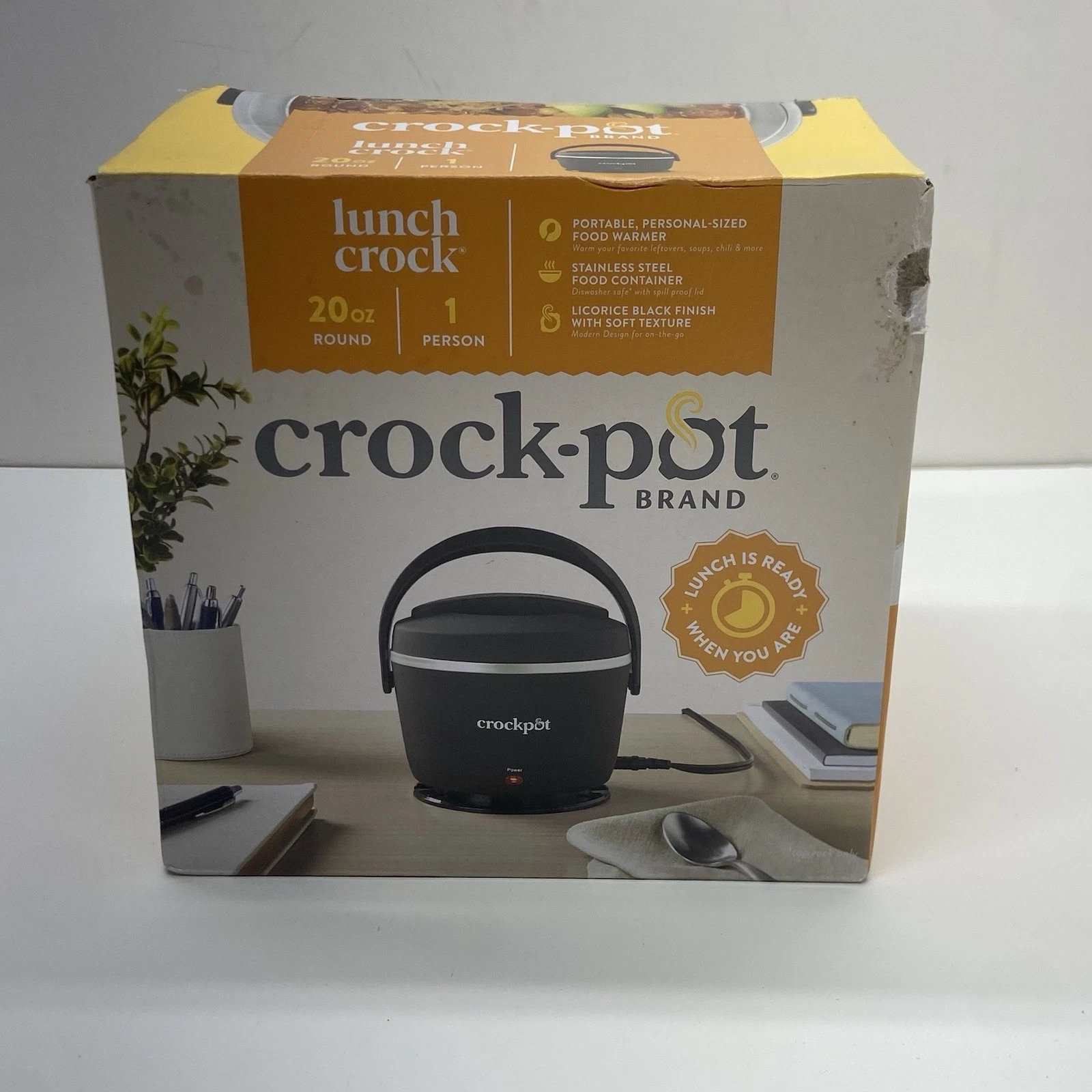 Crockpot Electric Lunch Pot Portable Food Warmer 20oz Black (NEW)