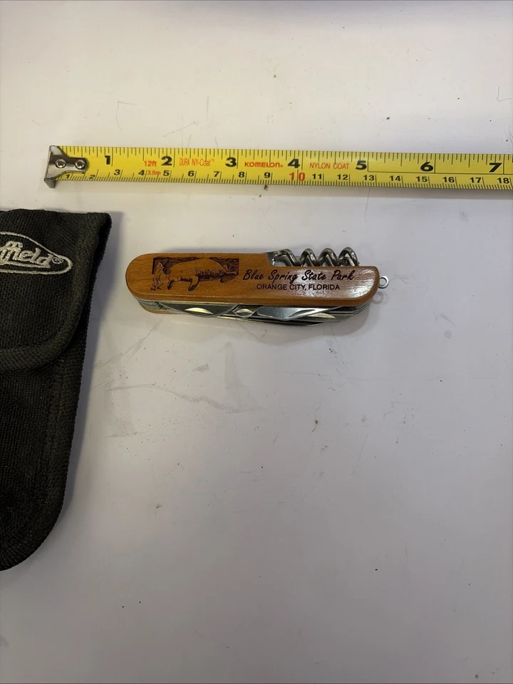 Cuchillo de caza de bolsillo multifunción con mango de madera para acampar - Orange City Florida Foto 2 de 4