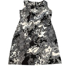 Soho Apparel Ltd Womens Black White Paisley Sleeveless Shift Dress Size 14