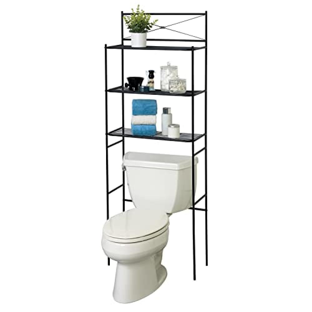 Zenna Home Sopra la toilette, salvaspazio, in metallo, con 3 ripiani, armadio a