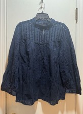 NWT Banana Republic Mock Neck Eyelet Top In Blue In Size L