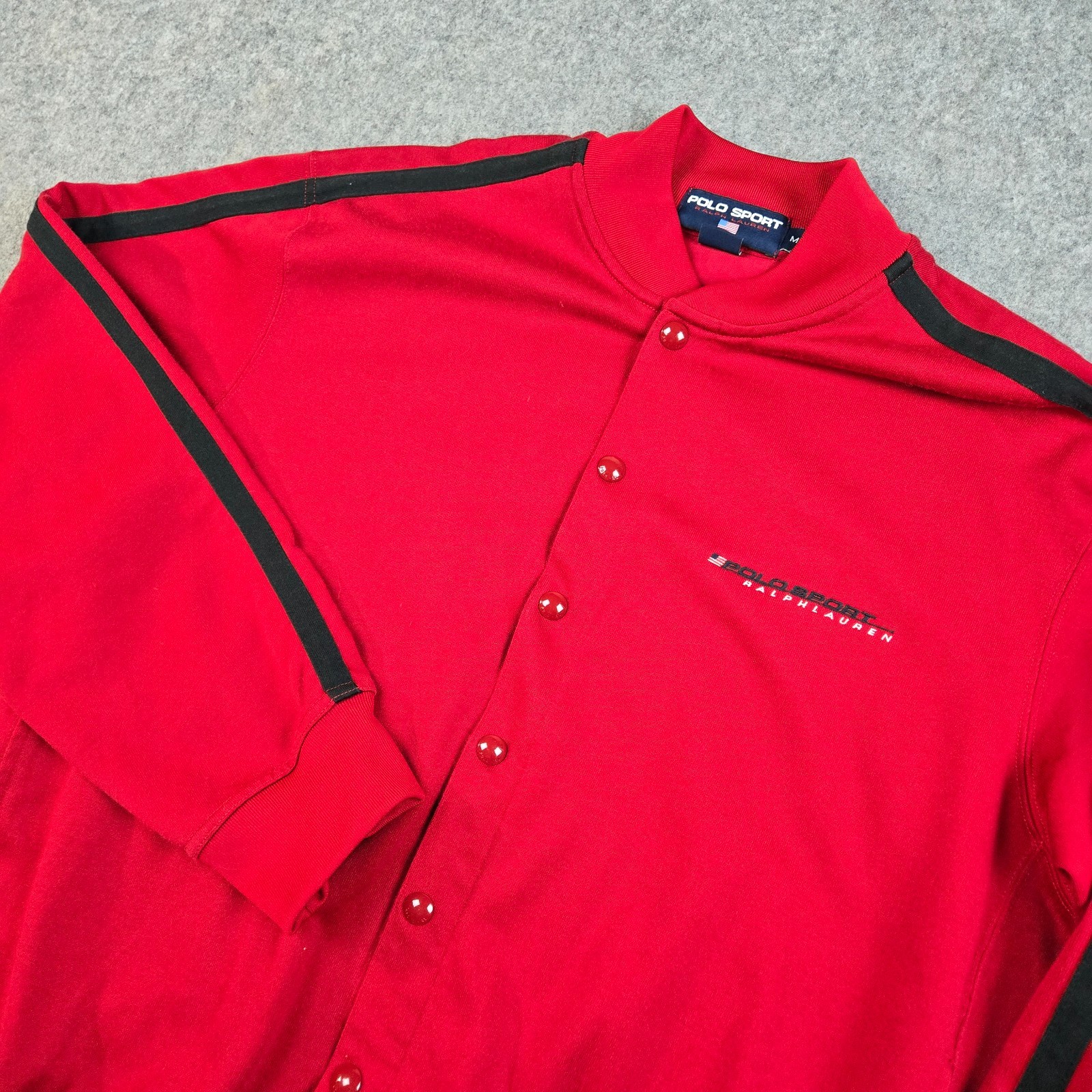 VTG 90s Polo Sport Ralph Lauren Jacket Mens M Snap Button Varsity Track Bomber