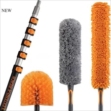 30 Foot High Reach Duster Kit with 24 ft Extension Pole, Duster Cleaning Kit