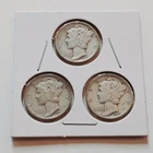 1937 Silver Mercury Dime set!  3 Coins  1937 P 1937 S 1937 D.    A179
