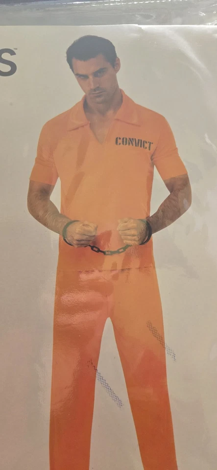 Adult Convict Prisoner  Inmate Costume One Size Fits Most Adult  By Rubies NEW - Image 4 of 4