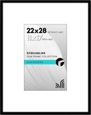 Americanflat 22x28 Poster Frame with Polished Plexiglass - Use as 11x17 Frame wi