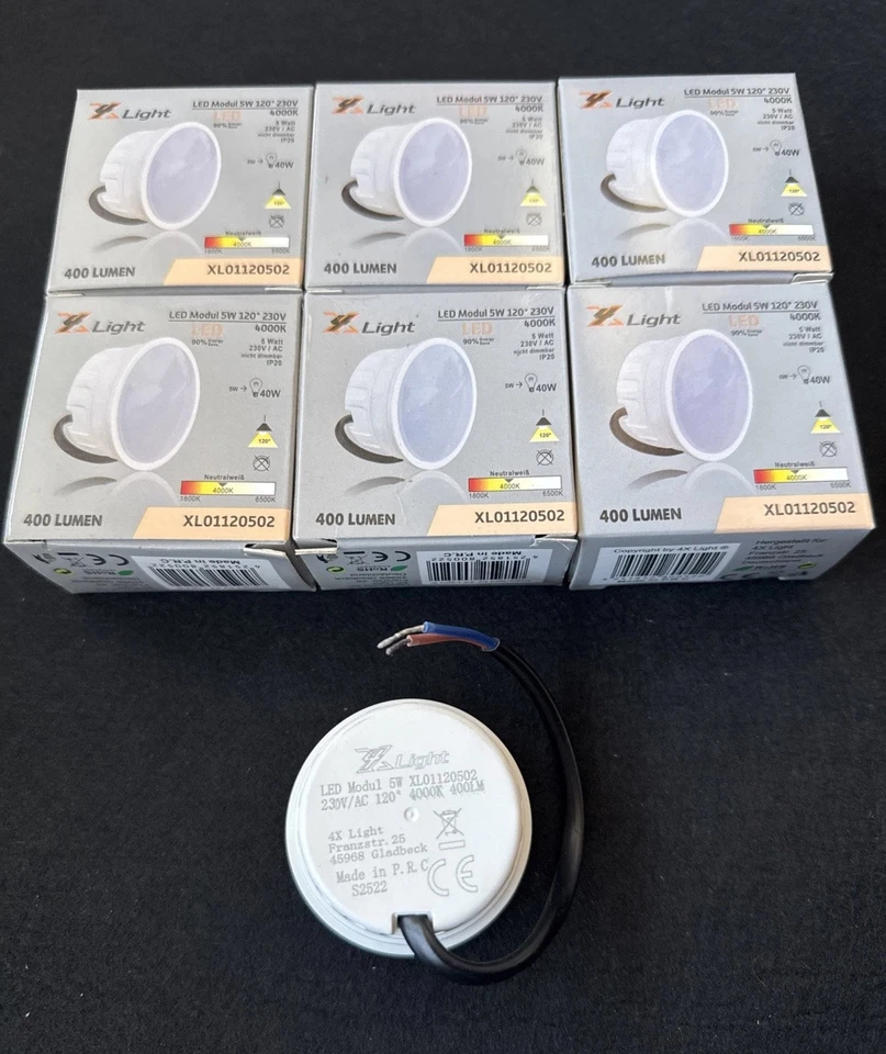 6x LED Modul 230V flach 5W Neutralweiß 4000K MR16 GU10 Strahler Ersatz 50x25mm - Bild 2 von 4