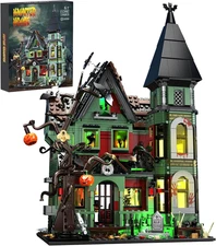 Iatom Haunted House Building Set with Lights, Halloween Mansion Building Toy Com
