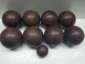 Antique Ironwood Wood Bocce Turf Yard Bowling Set 8 Balls 4.25" + 2.5" jack
