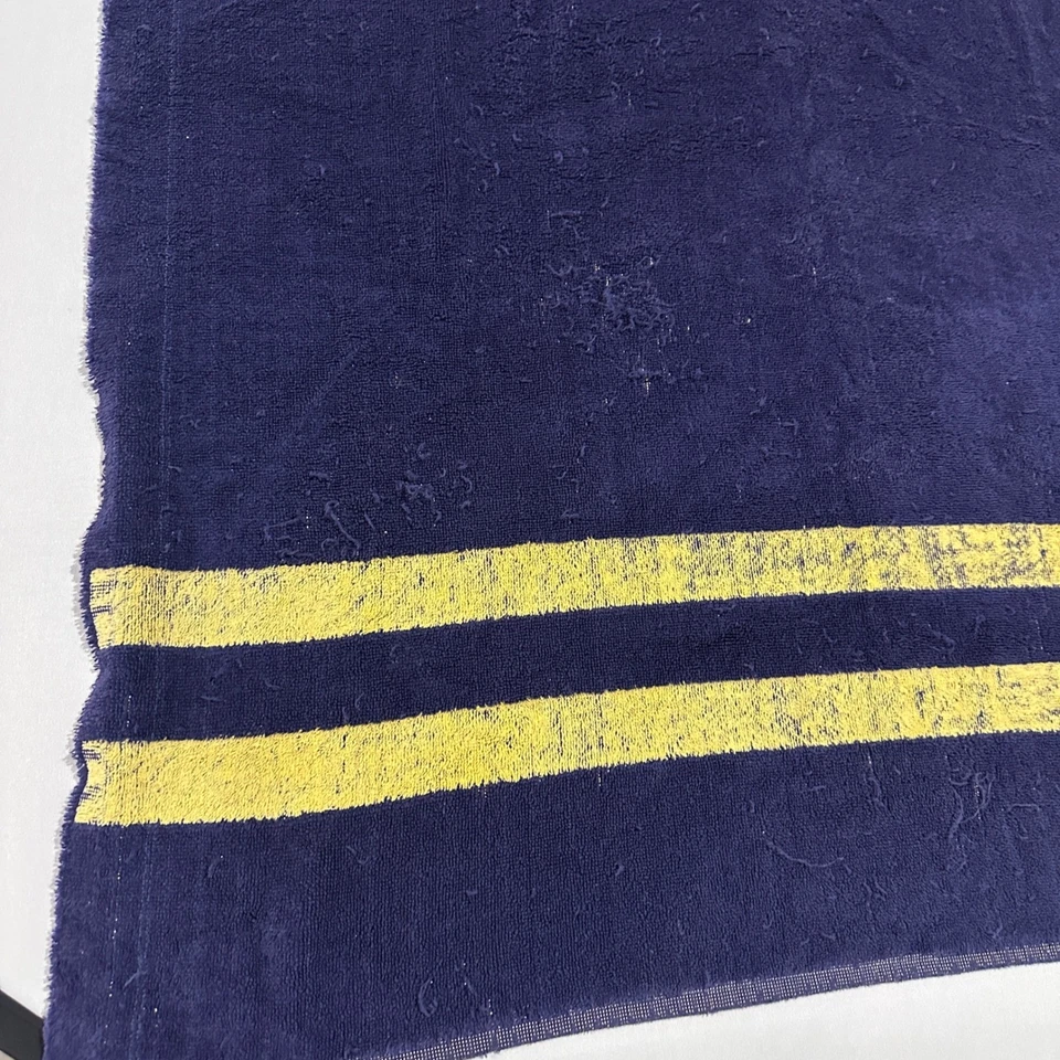 Toalha de praia vintage polo Ralph Lauren listrada azul marinho e amarelo soletrado - Imagem 3 de 4