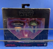 Star Wars Titanium Black Series Leia & Boba Fett Mini Helmets 07 Hasbro