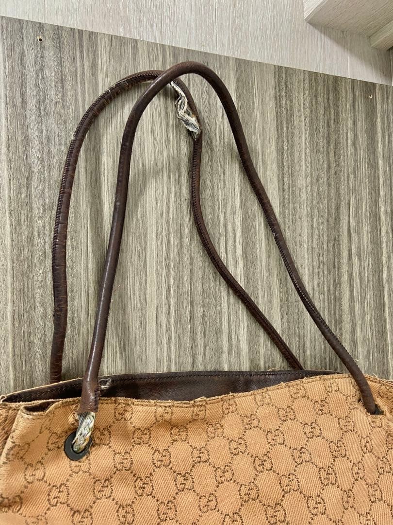 Angelic GUCCI Tote Bag GG Pattern Canvas Leather Shoulder Bag Large C-251215-13 thumbnail 6