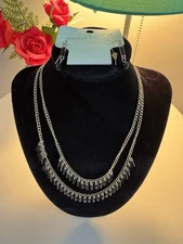 Charming Charlie Necklace and Earring Set Gold Tone Chain w Black Faceted Beads