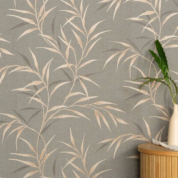 Guido Maria Kretschmer Vliestapete BläTter Floral Grau Braun Metallic (4,41€/1Qm-image